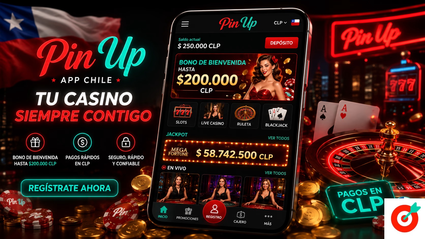 Pantalla principal de Pin Up en versión móvil
